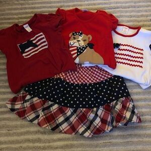 Gymboree summer July Fourth/July 4th outfit; size 8; 3 shirts, 1 skort